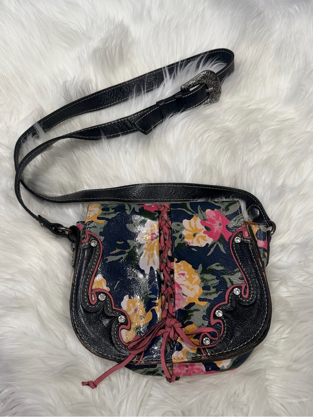 PATRICIA NASH "Secret Garden Salermo" Floral Leather Crossbody Purse